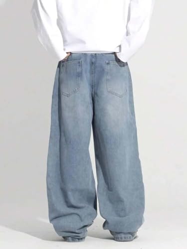 Image of KOTTY Baggy-Fit Denim: Men Zip Fly Washed Cotton Spandex Lightweight Durable Everyday Streetwear Baggy Fit Jeans