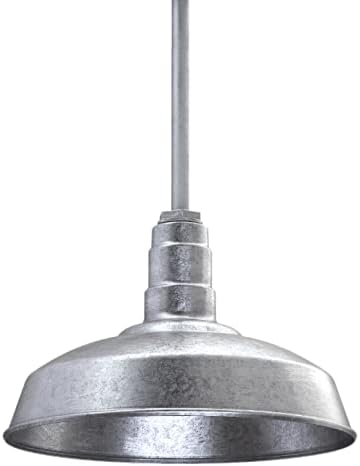 Steel Lighting Co. Carson Barn Light  Colgante montado en el techo  Cúpula de 16 pulgadas  vástago inclinado de 12 pulgadas  Luz de acero de estilo