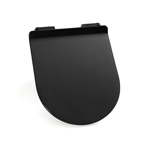 Milano Nero Black Toilet WC Top Fix Quick Release Soft Close Seat - 360mm x 445mm