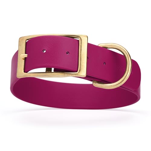 Image of Viper Biothane Heavy Duty Waterproof Dog Collar Strong Coated Nylon Webbing w /Solid Brass Hardware Odor-Proof Easy to Clean High Performance Fits Small Medium or Large Dogs, Magenta Pink