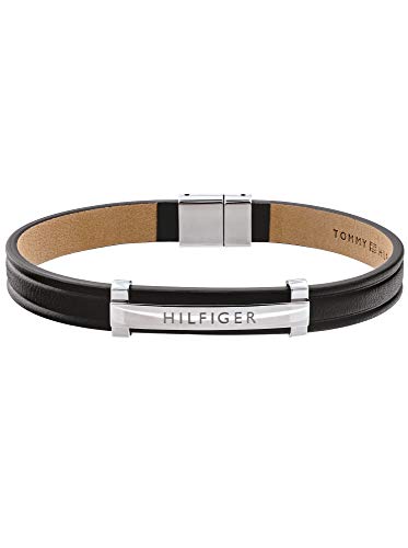 Tommy Hilfiger Jewelry Braccialetto da Uomo In Pelle Nero -...