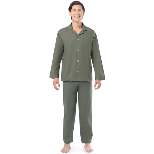 Image of Fruit of the Loom Men's Long Sleeve Broadcloth Pajama Set