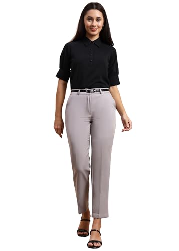 Image of FRAULEIN Women Formal Trousers | Slim Fit Office Pants | Ankle Length Work Pants | Business Casual Corporate Wear