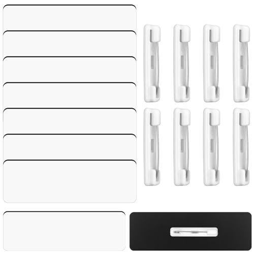 8 Pcs Name Tags, 1.5 x 3 Inch Blank ID Name Badges with Pins, DIY Custom Names Tag Pins for Work, Office, Employee Supplies, Personalized Nametags