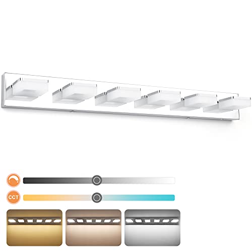 GOODATE 3 Colors Dimmable Bathroom Light Fixtures Over Mirror, LED