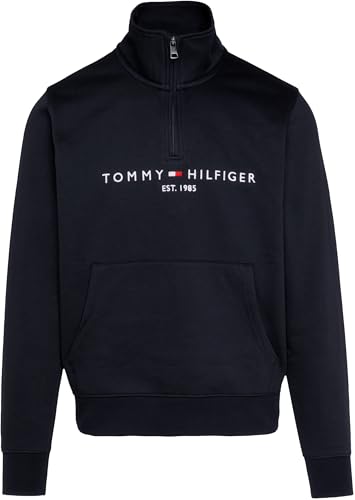 Tommy Hilfiger Herren Sweatshirt mit Reißverschluss Logo Mockneck mit Bauchtasche, Blau (Desert Sky), S – Ansicht 6