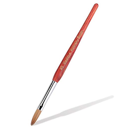 Acrylic Nail Brush, iBealous Redwood 100% Pure Kolinsky Sable Nail Art Brush Wooden Handle Pen Professional Application Drawing Salon Quality (Size 8)