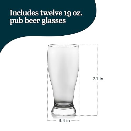 Image of Libbey Classic Pub Beer Glasses Party Pack, Stackable, Modern Bar Glassware Set of 12, Large All Purpose Pint Beer Glasses for Stouts, Ales and More