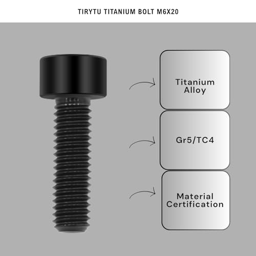 Image of Lightweight Titanium Bolts M6x20 Hex Socket Screws, Black, 6PC