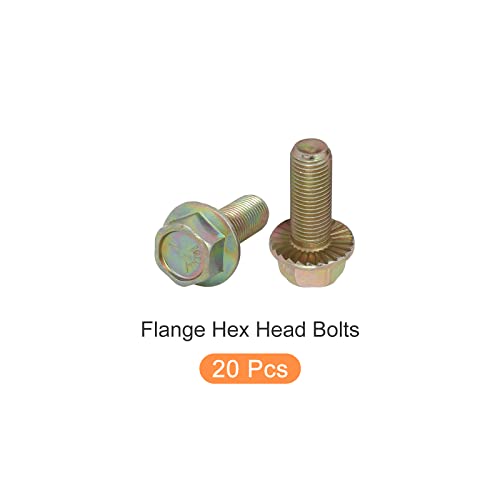 Image of METALLIXITY Flanged Hex Head Bolts (3 /8-24 x 1) 20pcs, Hexagon Serrated Flange Bolt Carbon Steel Screw - for House Construction Hardware Fasteners