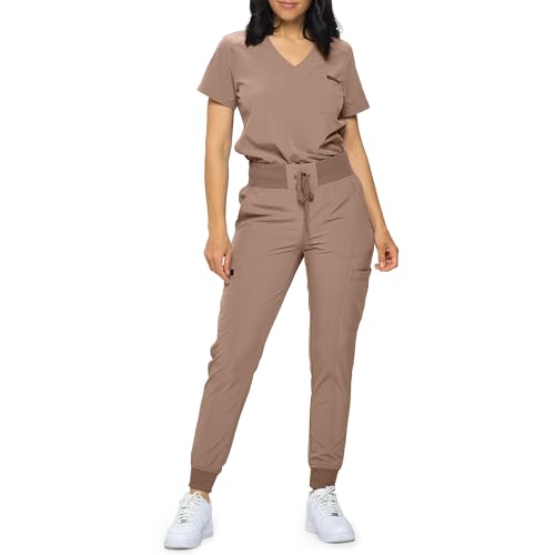Image of Monarch Uniforms Slim Fit Stretchy Scrubs Women's Jogger Scrub Set Slim Jogger Scrubs with Tuck-In Top for Women