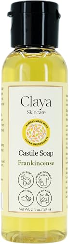 Image of Claya Frankincense Liquid Castile Soap - Organic Ingredients, Biodegradable, Gentle for Sensitive Skin, Versatile Use (Travel Size 2 fl oz)