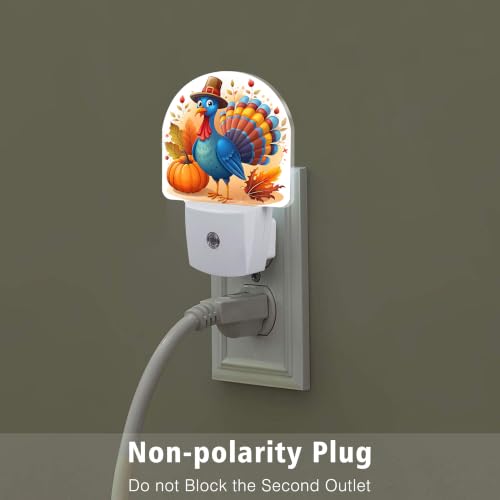 Image of Night Light, Dusk to Dawn Night Light Plug in, Fall Thanksgiving Turkey | Fall Thanksgiving Night Light for Kids,0.5w Energy Saving,Sleep Friendly,Nightlight for Hallway Stairway Kitchen Bedroom