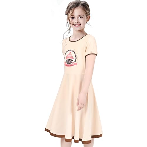 Image of Sunny Fashion Girls Dress Colorful Striped Knitted Cotton Stretch School