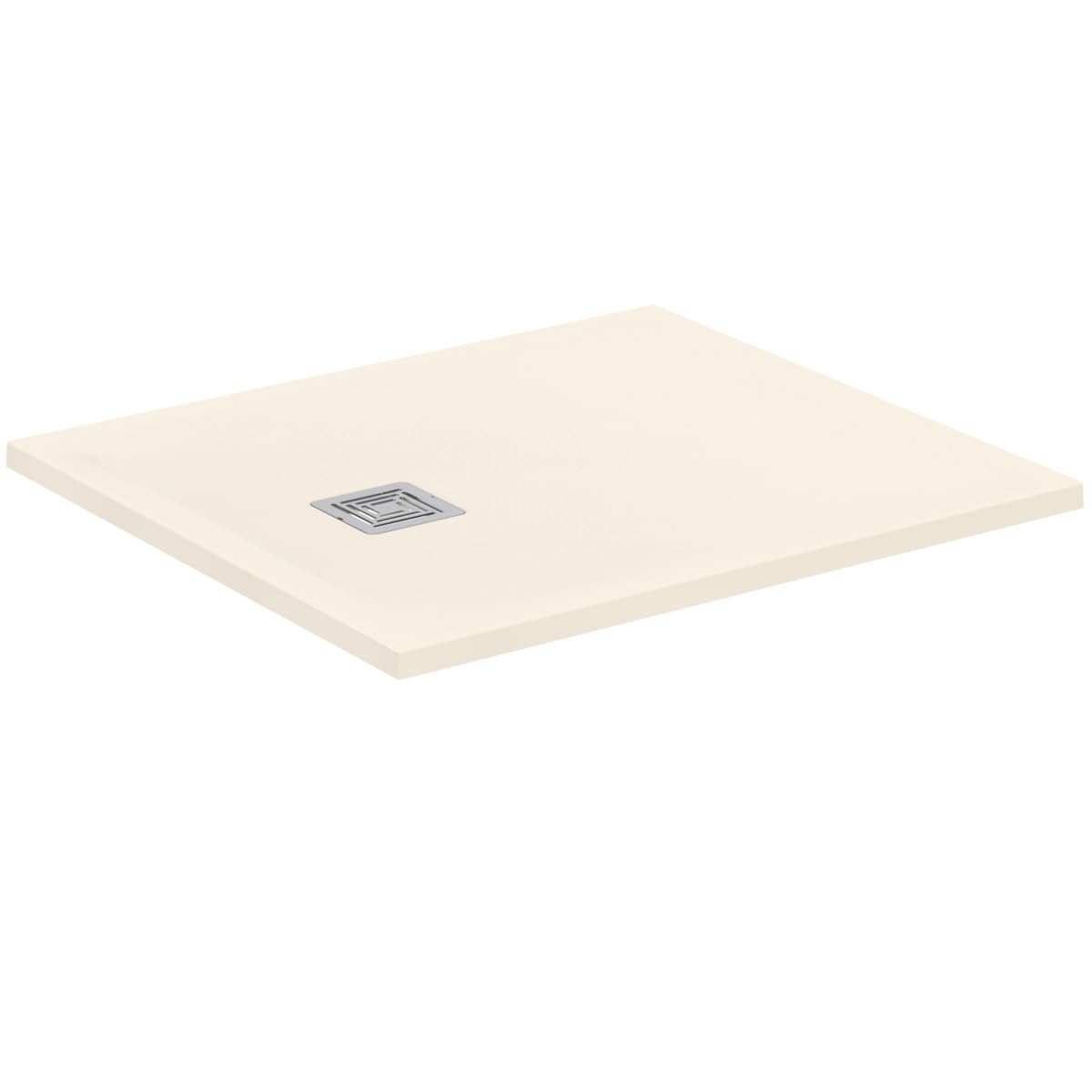 Ideal Standard - Ultra Flat S+, Plato de ducha rectangular ultrafino de resina efecto piedra, 90 x 80 cm, Ideal Solid, desagüe lado corto, arena