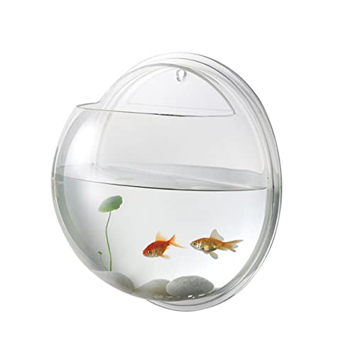 DECHOUS Transparent Acrylic Wall Mounted Fish Tank Bowl Space Saving Hanging Aquarium for Fish and Plants Durable Diameter Wall Decor with View Easy Installation for Home and Random Color