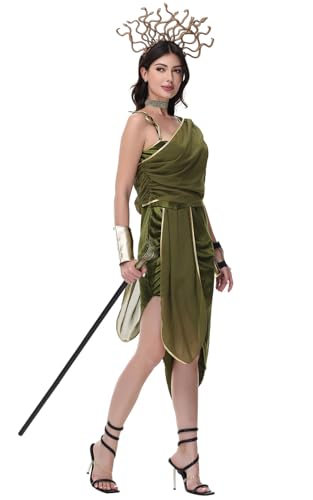 Image of Ulalaza Women's Cosplay Costume Cleopatra Greek Goddess Ancient Roman Warrior Uniform Outfit for Halloween Party