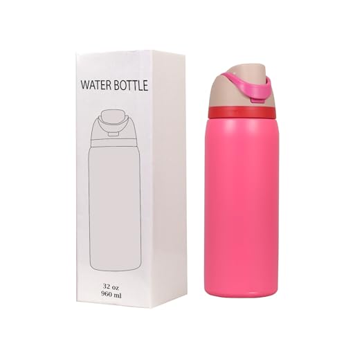 Image of Stainless Steel Water Bottle 32 oz with Flip Lid and Carry Loop (Flamingo, 960 ml)