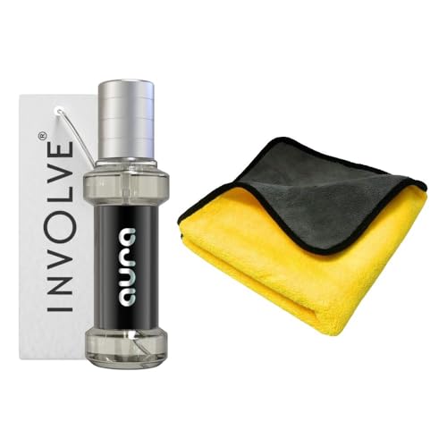 Image of Involve elements Aura car perfume (Pack 1) with Microfiber Cloth (Multicolor) combo|Car Accessories interior|car perfumes and fresheners|Microfiber cloth for car