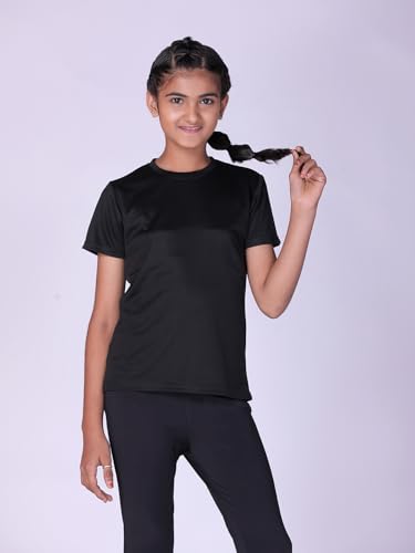 Image of Girls Active Sports Wear Solid Skinny Fit Leggings and T-shirt Polyester Set /Sets For Multi-Sports Gym Yoga Dance Gymnastics & Running(4 TO 14 YRS)