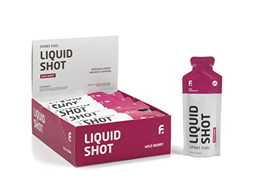 FIRST ENDURANCE Liquid Shot - Running, Cycling, Triathlon Fuel for Instant Energy and Cramp Relief | Electrolytes, High Carb | Liquid Energy for Endurance Sports | Wild Berry