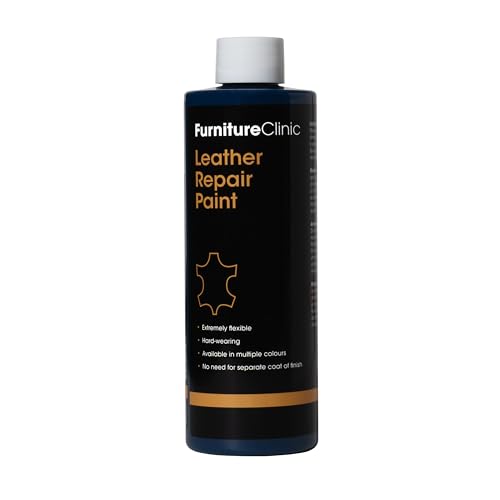 Furniture Clinic Leather Repair Paint & Dye | Self Seal Colourant for Quick and Easy Leather Repair | Suitable for Sofas, Car Seat, Shoes, Handbag, and More - Navy Blue, 250ml