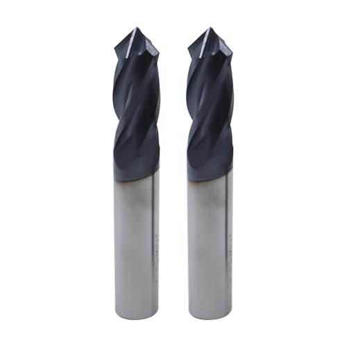 Image of 2Pcs 3 /8in Solid Carbide Drill Mill,90 Included Angle, 4 Flutes,AlTiN Coated Bits Tool for Medium Hardness Steel, Brass, Iron