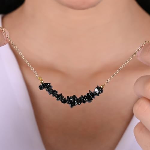Gempires Natural Chips Bar Necklace, Energy Healing Crystals, Birthday, Gift for Her, Gemstone Jewelry 18 inch4