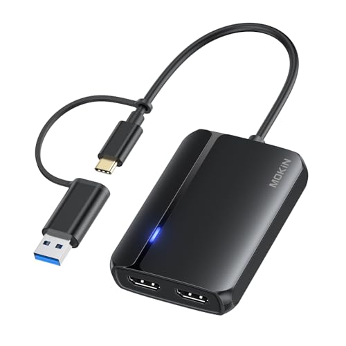 MOKiN USB 3.0 to Dual HDMI Adapter for Dual Monitors USB C to HDMI Adapter for Mac Windows 4K Dual HDMI Adapter Compatible with M1/M2 Mac Windows ChromeOS Android