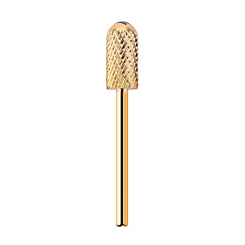 Image of Makartt Safety Nail Drill Bit Gold Carbide Carbide Bit Medium Round Gold Nail Art Tools Nail File Bit Remove Gel Polish Dip Powder Nail Extension Gel Drill Bit 3 /32 inch Manicure B-30