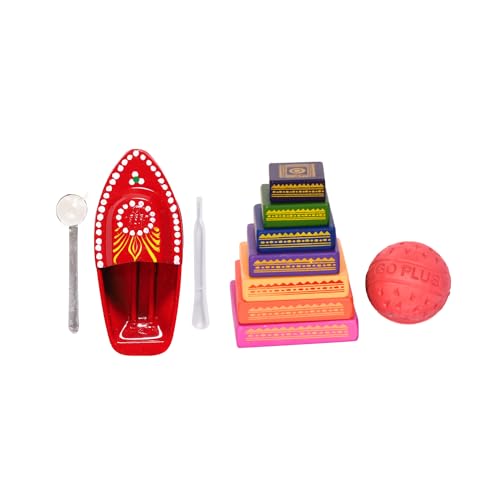 Desi Toys Lagori Pitthu Game – Handmade Seven Stones & Ball Set with Putt Putt Nav Boat | Traditional Indian Sitoliya Outdoor Game | Boat & Lagori Combo | Festive Gift Set
