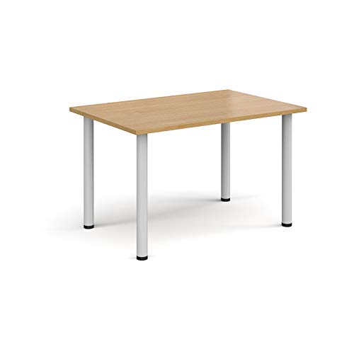 Image of Mr Office Rectangular radial leg meeting table - white legs, Oak, 1200