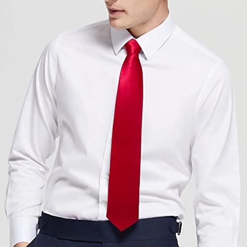 Image of Luckyvestir Mens Tie Solid Satin Neck Ties 3.15'' Formal Necktie for Wedding Business Christmas Father's Valentine's Day Gift