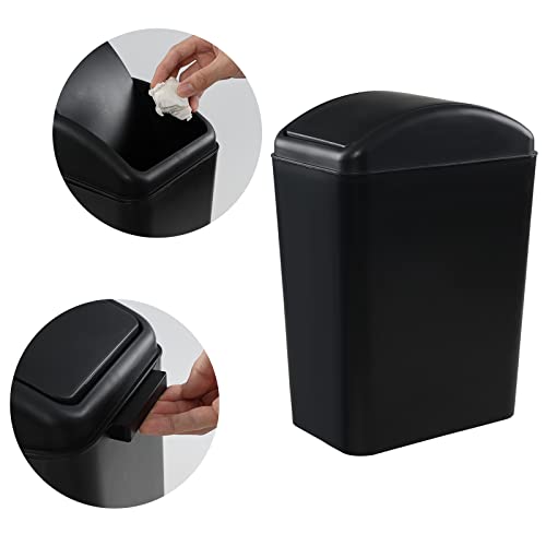 Caneca de basura rectangular negra con tapa abatible miniatura 4