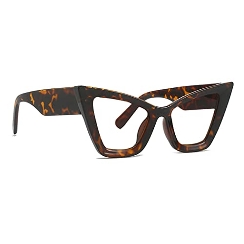 Image of Retro Cat Eye Blue Light Blocking Reading Glasses For Women Men Oversized Anti Anti Glare UV Eyewear (leopard, 4.50, multiplier x)