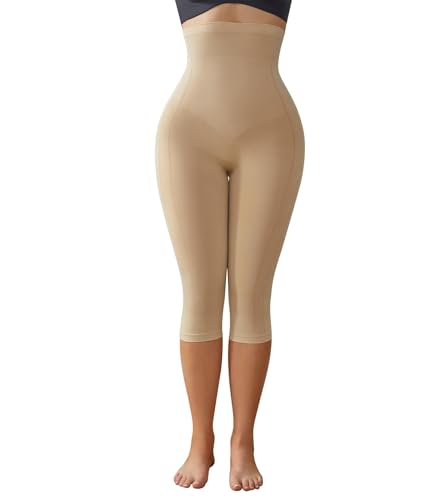 Image of Women High Waisted Capri Shapewear Tummy Control Butt Lifting Shaping Pants Under Dresses