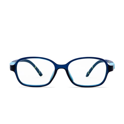 Intellilens | Zero Power Blue Cut Computer Glasses | Anti Glare, Lightweight & Blocks Harmful Rays | UV Protection Specs | For Boys & Girls | Blue| Oval | Small