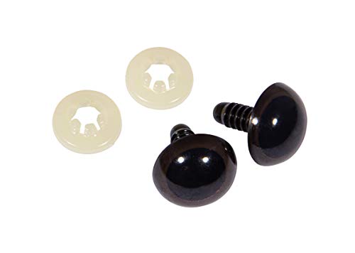 RAYHER HOBBY 8911305 Plastic Animal Eyes, self-Service Bag 10 Pieces, 18 mm Diameter, Dark Brown.