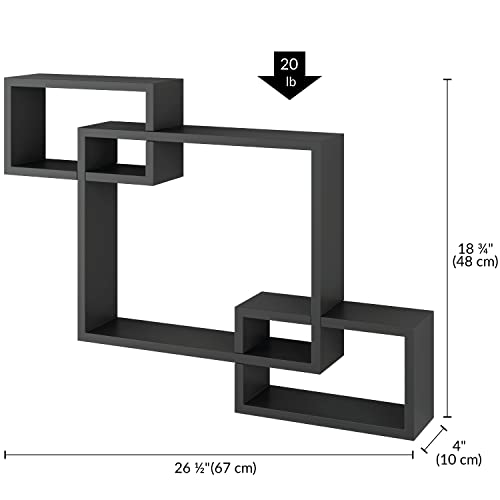 Ballucci Wooden Cube Floating Wall Shelves, Interlocking Wall Mount Box Shelves, Horizontal And Vertical Display Storage Shelf For Living Room, Bedroom, Bathroom, Black #TOP2