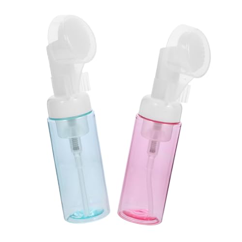 Healeved Flacons Moussants 60Ml avec Brosse 2 Pièces Distributeurs De Mousse Rechargeables pour Nettoyant Visage Gel Douche Portable Transparent