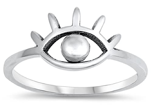 CloseoutWarehouse Sterling Silver Plain Evil Eye Ring