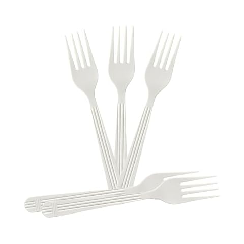 Green Direct Plastic Forks Heavy Duty White Pack of 100 – Sturdy Disposable Forks for Parties, Events, and On-the-Go Meals Cover