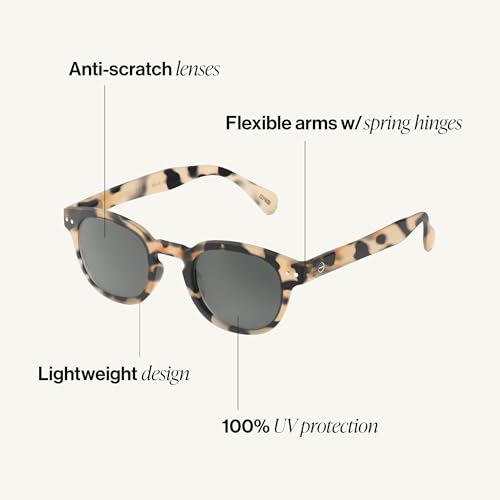Image of IZIPIZI SUN #C Sunglasses Men & Women - Pantos with Biobased Frame, Anti-Scratch Grey Lenses, 100% UV Category 3 Protection