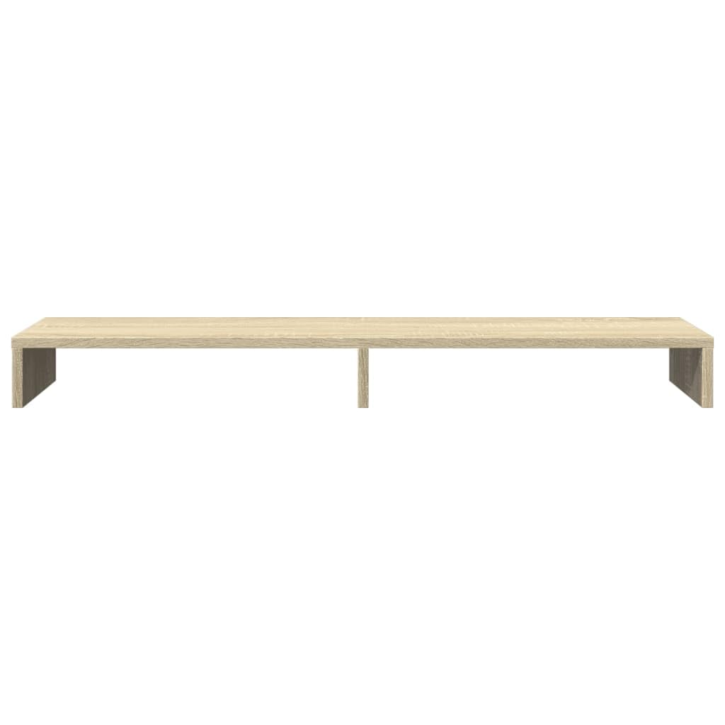Supporto per monitor, 100 x 27 x 10 cm, in legno di rovere Sonoma, per due monitor, supporto da scrivania per ottimizzazione ergonomica della postazione di lavoro