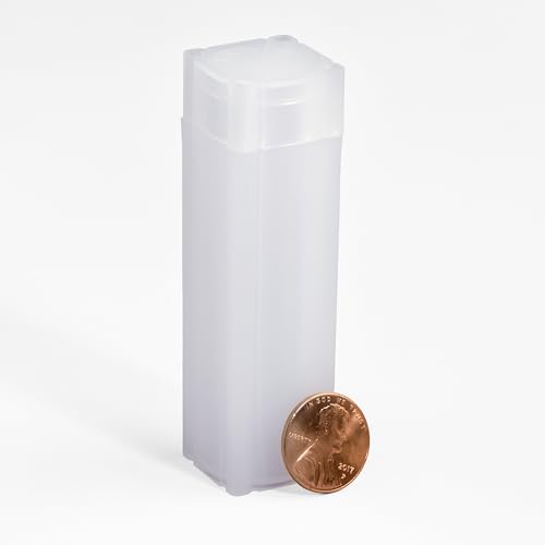 Lighthouse - Square Coin Tubes - Convenient Push Top Virtually Unbreakable Acid Free and Archival Quality - Coin Tubes for US Penny 10 Pack
