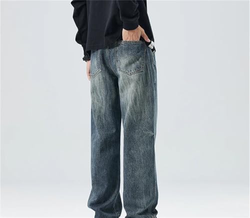 Men's Baggy Jeans Wide Leg Pants Loose Straight Full Length Designer Denim Trousers4