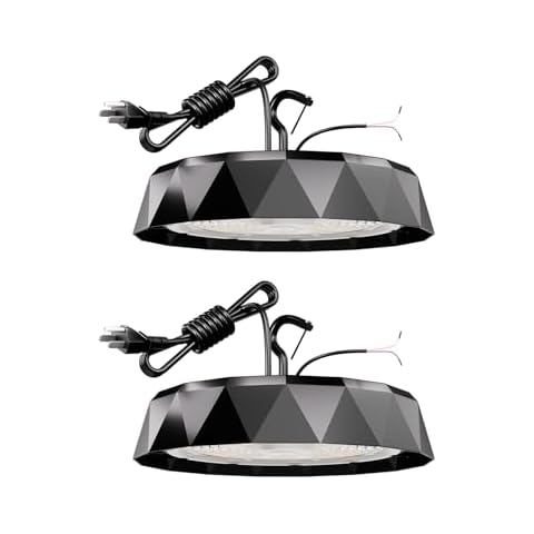 AIKVSXER 2 Pack UFO LED High Bay Light 200W, 32000LM 5000K High Bay LED Shop Lights, AC120-277V, 0-10V Dimmable, US Plug, IP65 Commercial Warehouse Area Light for Wet Location - ETL/DLC Cover