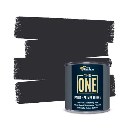 THE ONE All-In-One Paint & Primer - Charcoal Gloss, 33.8 Fl Oz/1 Liter | 1 Coat Formula | Easy Indoor & Outdoor Decorating for Home & Garden Walls, Floors & Furniture | Water-Based & Low VOC