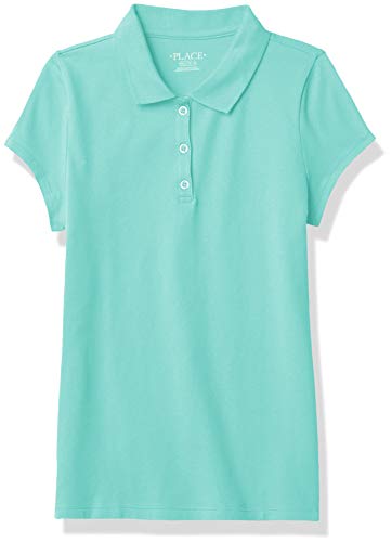 The Children's Place girls Uniform Pique Polo Shirt, Seafrost, 7 8 US