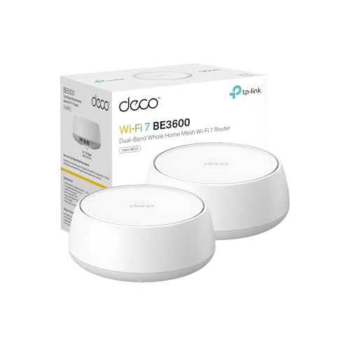 TP-Link ???????????????? BE23 Dual-Band BE3600 WiFi 7 Mesh Wi-Fi System | 4-Stream 3.6 Gbps, 160 Mhz | Covers up to 4,500 Sq.Ft | 2× 2.5G Ports Wired Backhaul | VPN,MLO,AI-Roaming, HomeShield (2-Pack)